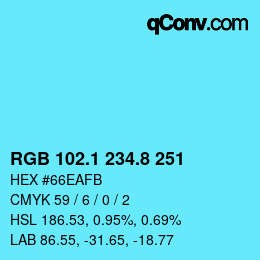 Color code: RGB 102.1 234.8 251 | qconv.com
