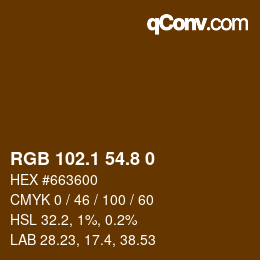 Código de color: RGB 102.1 54.8 0 | qconv.com