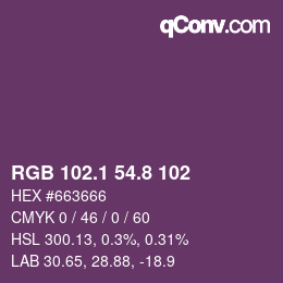 カラーコード: RGB 102.1 54.8 102 | qconv.com
