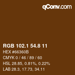 Farbcode: RGB 102.1 54.8 11 | qconv.com