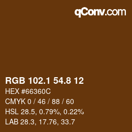 Color code: RGB 102.1 54.8 12 | qconv.com