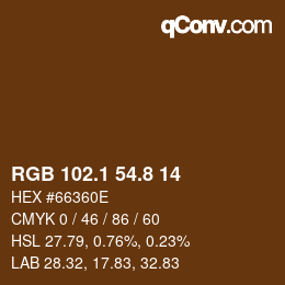 Color code: RGB 102.1 54.8 14 | qconv.com