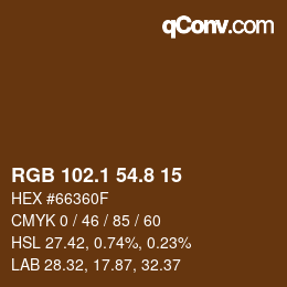 Farbcode: RGB 102.1 54.8 15 | qconv.com