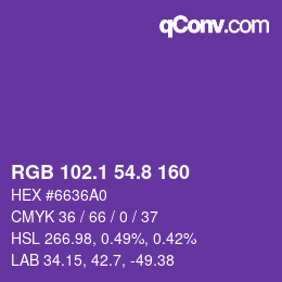 カラーコード: RGB 102.1 54.8 160 | qconv.com