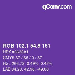 カラーコード: RGB 102.1 54.8 161 | qconv.com