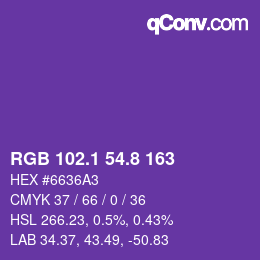 カラーコード: RGB 102.1 54.8 163 | qconv.com