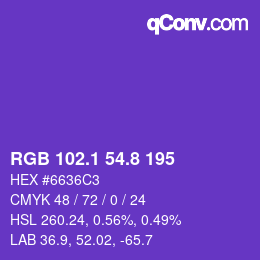 カラーコード: RGB 102.1 54.8 195 | qconv.com