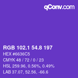 カラーコード: RGB 102.1 54.8 197 | qconv.com