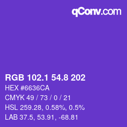 カラーコード: RGB 102.1 54.8 202 | qconv.com