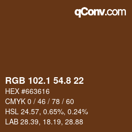 Color code: RGB 102.1 54.8 22 | qconv.com