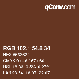 Farbcode: RGB 102.1 54.8 34 | qconv.com