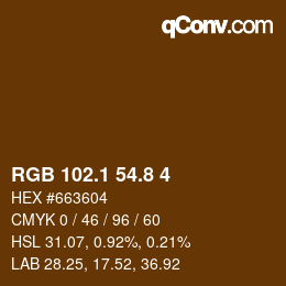 Color code: RGB 102.1 54.8 4 | qconv.com