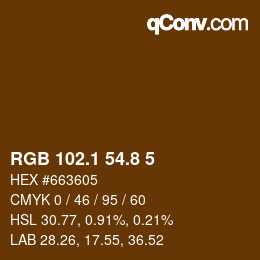 Código de color: RGB 102.1 54.8 5 | qconv.com