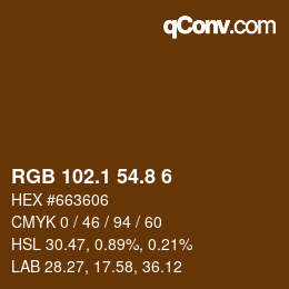 Código de color: RGB 102.1 54.8 6 | qconv.com