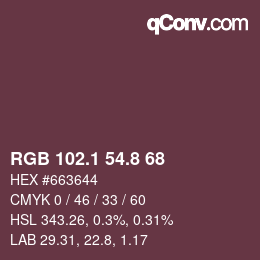 Color code: RGB 102.1 54.8 68 | qconv.com