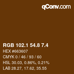 カラーコード: RGB 102.1 54.8 7.4 | qconv.com