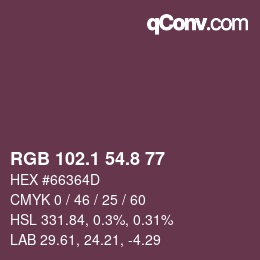 Color code: RGB 102.1 54.8 77 | qconv.com