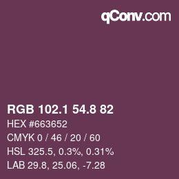 Farbcode: RGB 102.1 54.8 82 | qconv.com