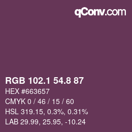 Farbcode: RGB 102.1 54.8 87 | qconv.com
