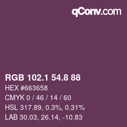 Color code: RGB 102.1 54.8 88 | qconv.com