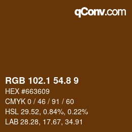 Color code: RGB 102.1 54.8 9 | qconv.com