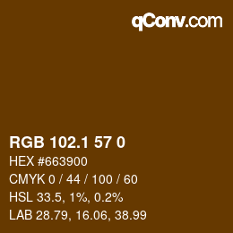 カラーコード: RGB 102.1 57 0 | qconv.com