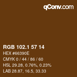 カラーコード: RGB 102.1 57 14 | qconv.com