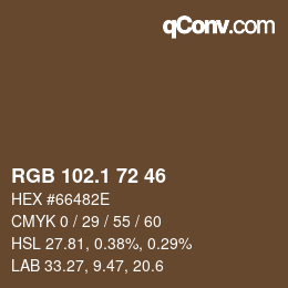 Color code: RGB 102.1 72 46 | qconv.com