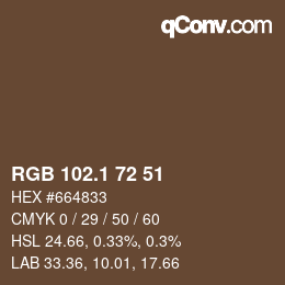 Color code: RGB 102.1 72 51 | qconv.com