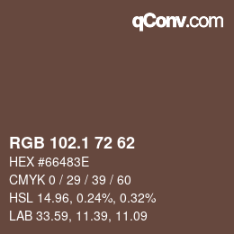 Color code: RGB 102.1 72 62 | qconv.com