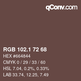カラーコード: RGB 102.1 72 68 | qconv.com