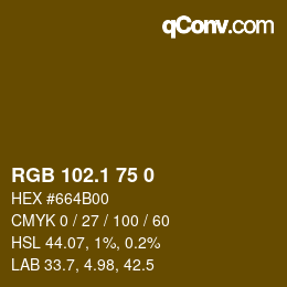 カラーコード: RGB 102.1 75 0 | qconv.com