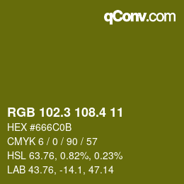 カラーコード: RGB 102.3 108.4 11 | qconv.com