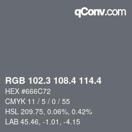 カラーコード: RGB 102.3 108.4 114.4 | qconv.com