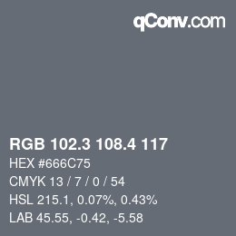 カラーコード: RGB 102.3 108.4 117 | qconv.com