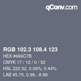 カラーコード: RGB 102.3 108.4 123 | qconv.com