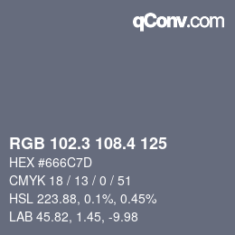 カラーコード: RGB 102.3 108.4 125 | qconv.com