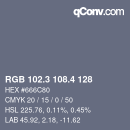 カラーコード: RGB 102.3 108.4 128 | qconv.com