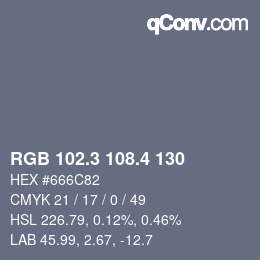 カラーコード: RGB 102.3 108.4 130 | qconv.com