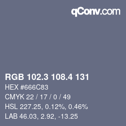 カラーコード: RGB 102.3 108.4 131 | qconv.com