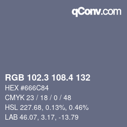 カラーコード: RGB 102.3 108.4 132 | qconv.com