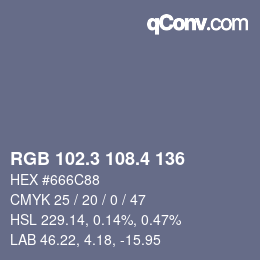 カラーコード: RGB 102.3 108.4 136 | qconv.com