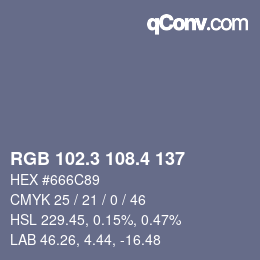 カラーコード: RGB 102.3 108.4 137 | qconv.com