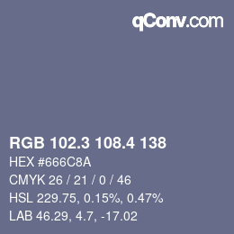 カラーコード: RGB 102.3 108.4 138 | qconv.com