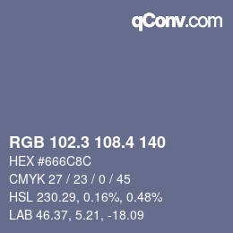 カラーコード: RGB 102.3 108.4 140 | qconv.com