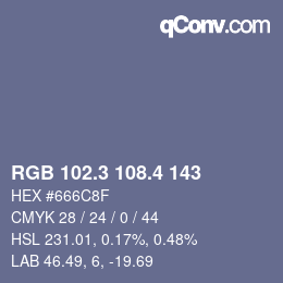 カラーコード: RGB 102.3 108.4 143 | qconv.com