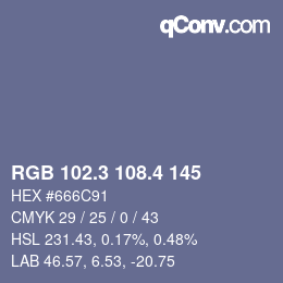 カラーコード: RGB 102.3 108.4 145 | qconv.com