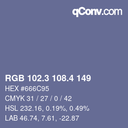 カラーコード: RGB 102.3 108.4 149 | qconv.com