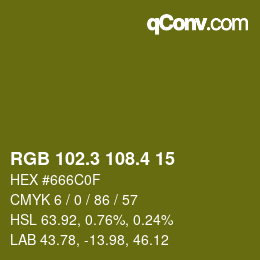 カラーコード: RGB 102.3 108.4 15 | qconv.com