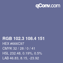 カラーコード: RGB 102.3 108.4 151 | qconv.com
